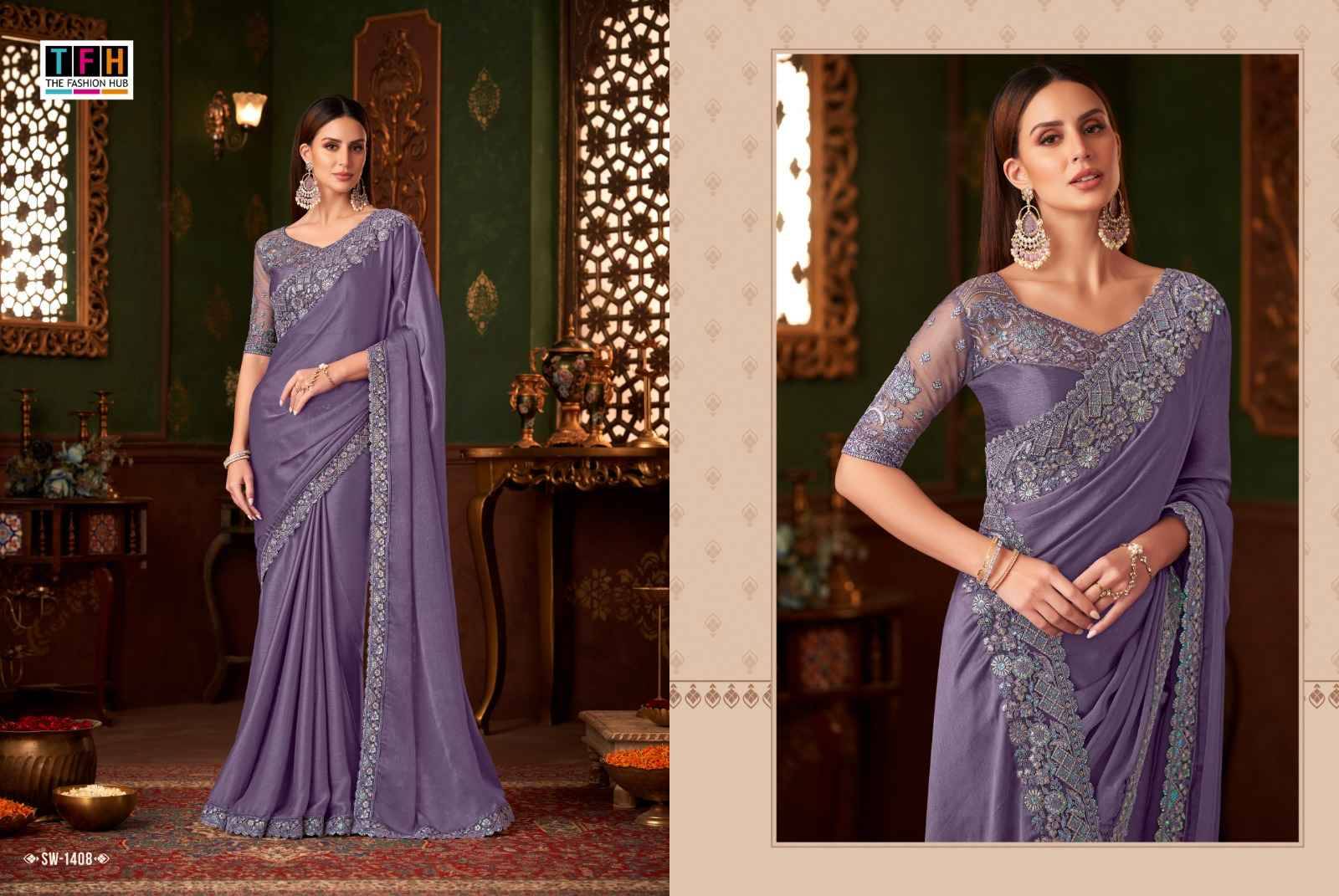 Sandal wood 14 By TFH 1401 to 1418 Series Indian Traditional Bridal Wear Collection Beautiful Stylish Fancy Colorful Party Wear & Occasional Wear Silk Sarees At Wholesale Price
